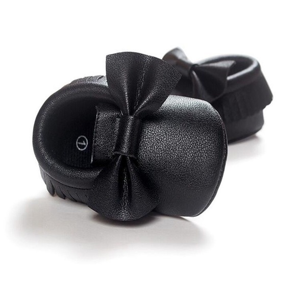 Other - New Black Bow Baby Mocs!